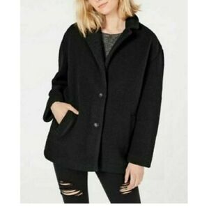 NEW Collection B Juniors' Faux-Fur Teddy Coat Black